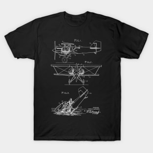 Emergency Floating Aircraft Vintage Patent Hand Drawing T-Shirt